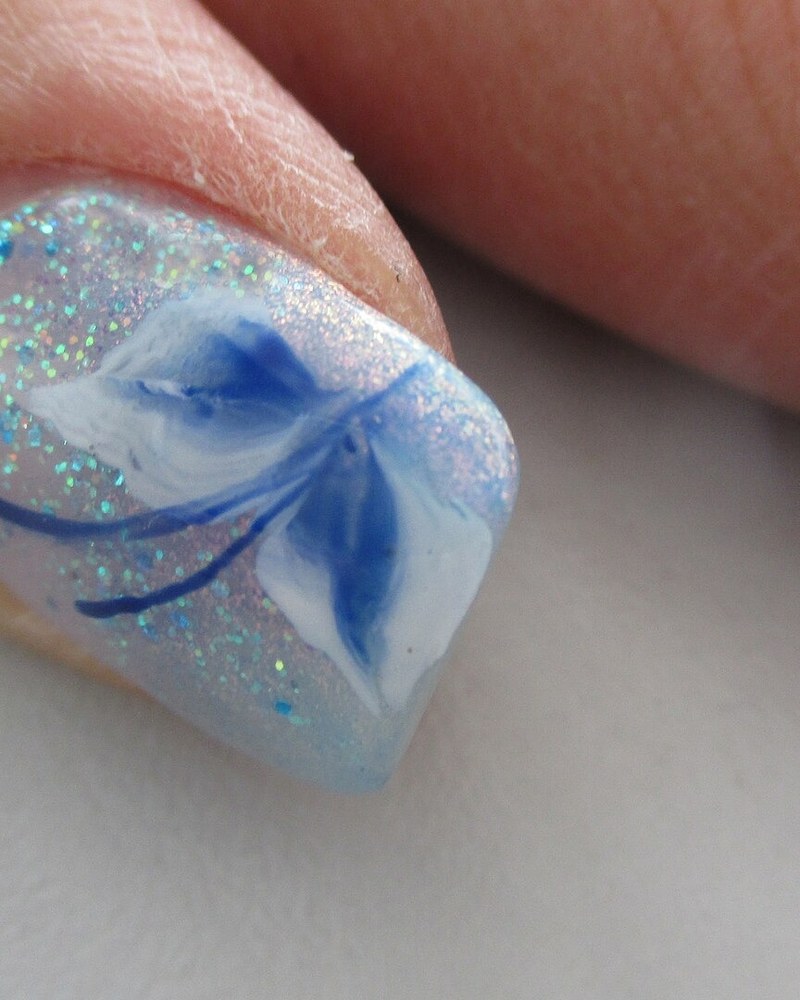 Midnight Jasmine Watercolour Nails